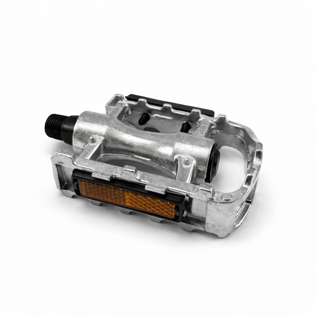 [PED-GEN-REF-P] Pedales Plataforma Genérico Reflectores MTB Jaula Plateado 120x80mm