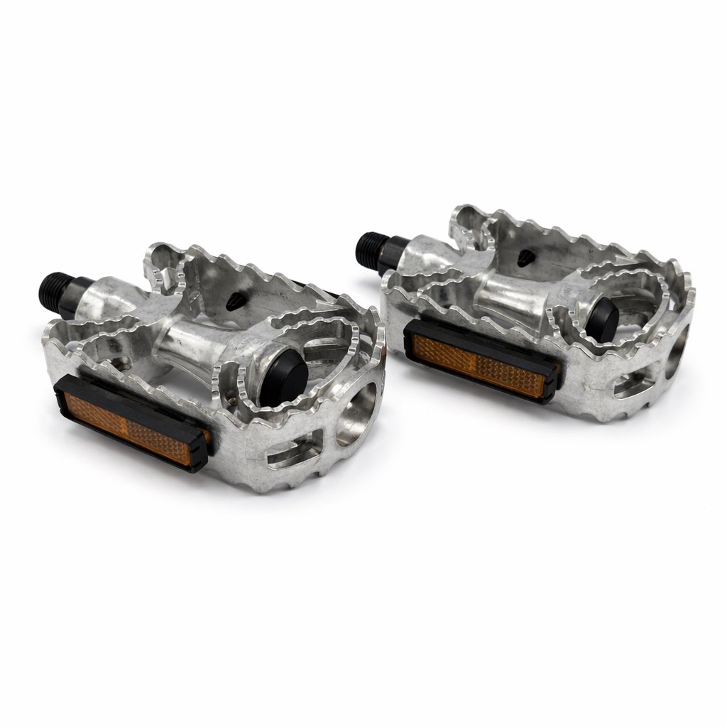 [PED-GEN-JAU-P] Pedales Plataforma Genérico Jaula metalica dentada Plateado 125x90mm