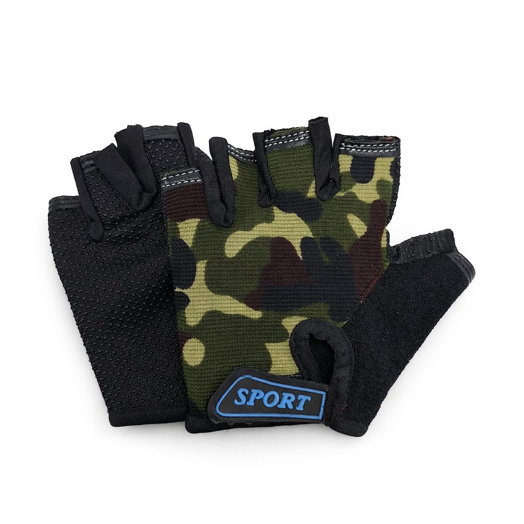 [GUA-GEN-SPO-V2] Guantes cortos Genéricos Sport camuflaje Verde,S